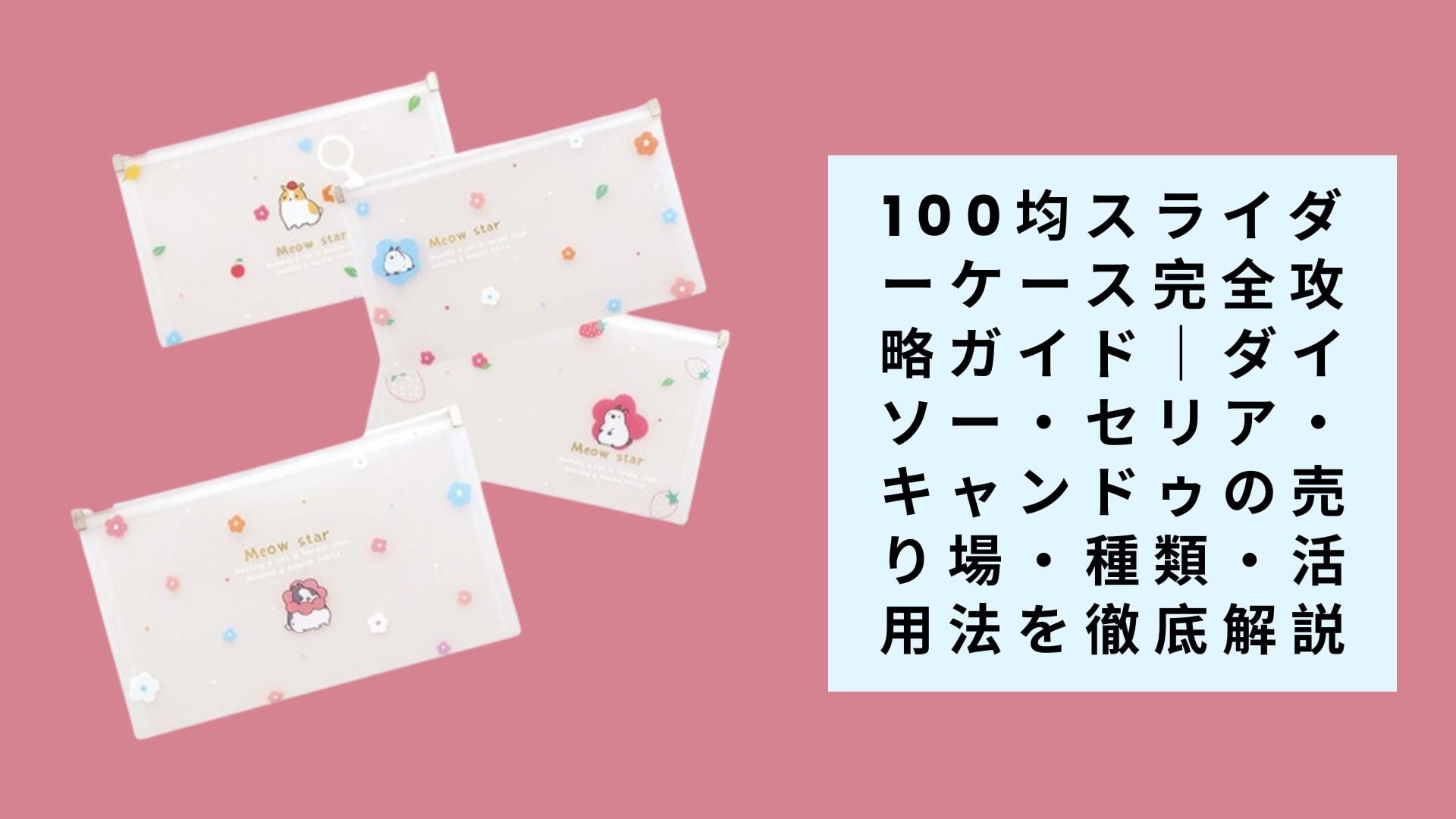 【2025年最新版】100均スライダーケース完全攻略ガイド|ダイソー・セリア・キャンドゥの売り場・種類・活用法を徹底解説
