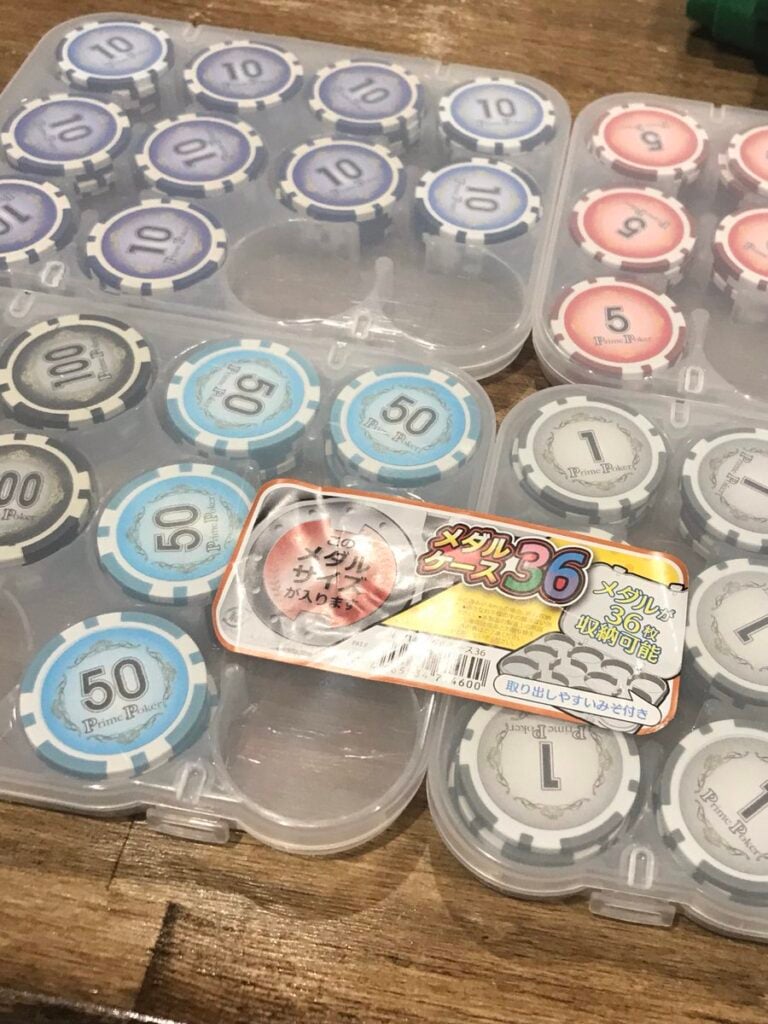 ダイソー-ポーカーチップ-レビュー-使い心地-初心者, 100均-ポーカーチップ-おすすめ-宅ポーカー-体験談, ダイソー-ポーカーチップ-ボードゲーム-代用-活用術